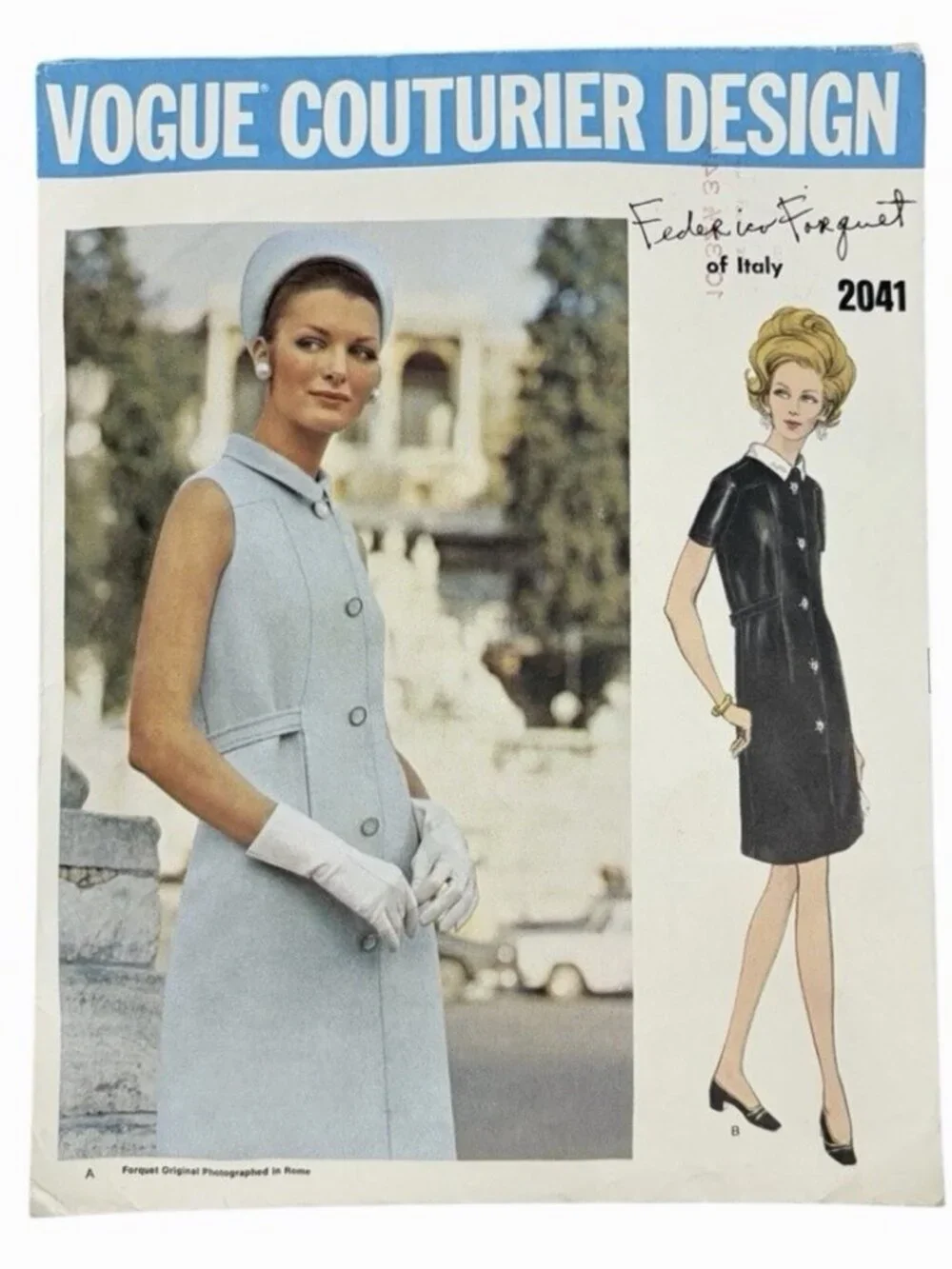 Vtg Vogue Couturier Design 2041 Federico Forquet Dress Sewing Pattern Size 10